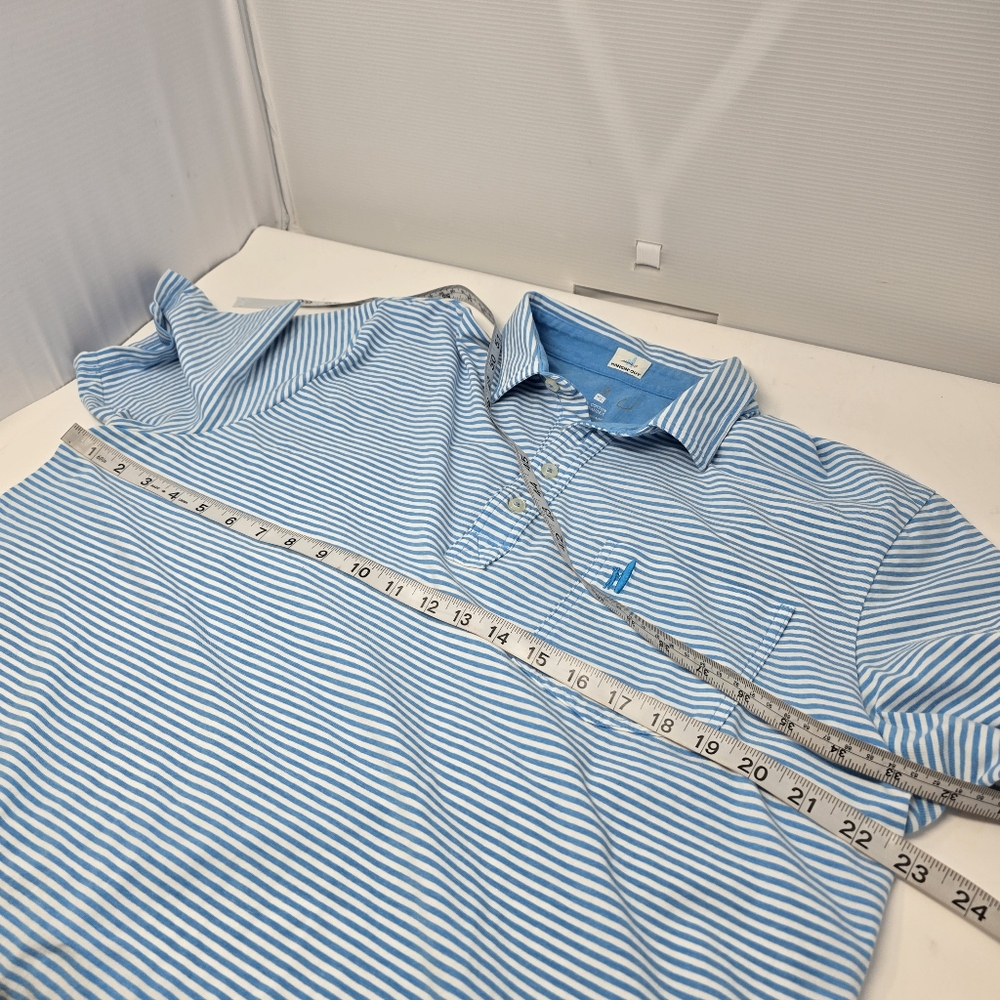 Johnnie-O Hanging Out Men's XL Cotton Polo Shirt Pocket Blue White Striped. - Picture 5 of 7